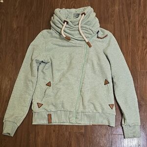 Naketano Light Gray Hoodie with Pink Rope Detail